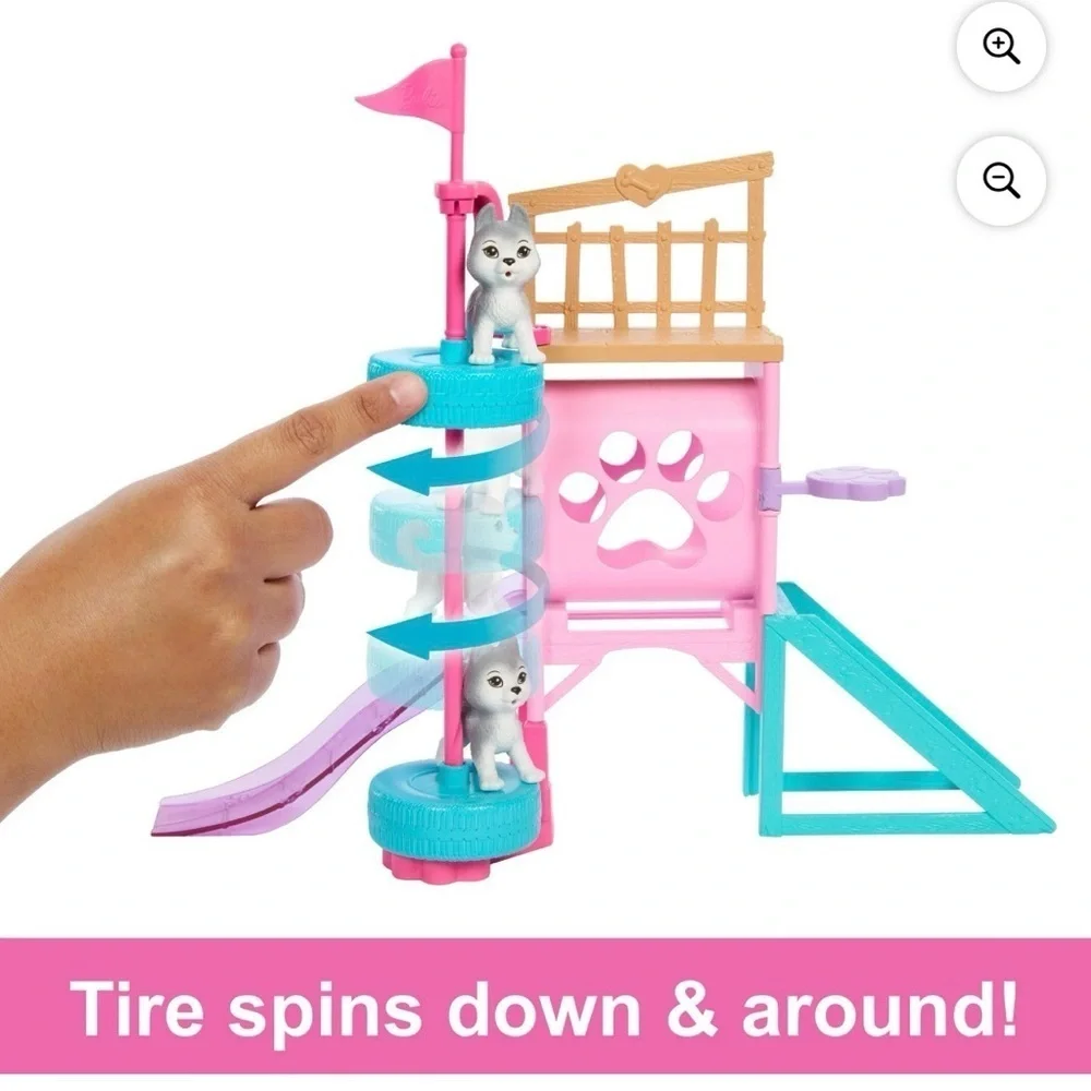 Barbie and Stacie to The Rescue Puppy Playground Playset with Doll, 3 Pet Dog